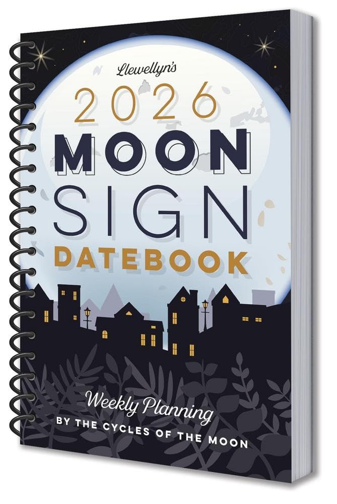 2026 Moon Sign Datebook with cityscape design on a white background