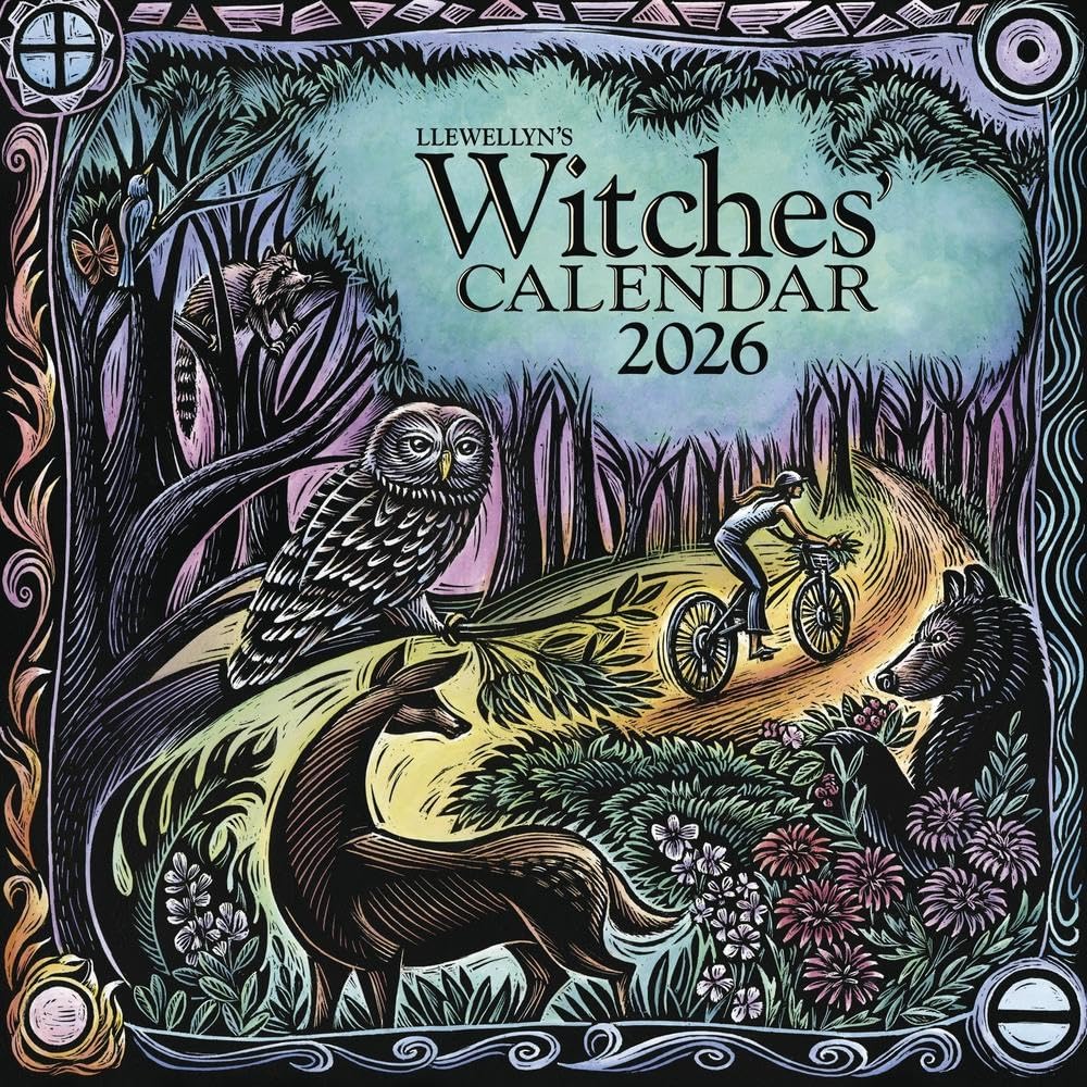 Cover of Llewellyn's Witches Calendar 2026 with nature-themed illustration