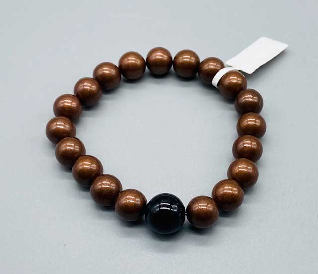 Copper Beaded Bracelet with Tumbled Gemstone
