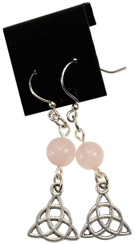 Rose Quartz Meditation Pewter Earrings