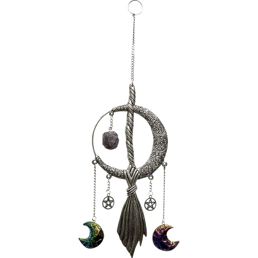 Metal Wall Hanging Moon & Broom