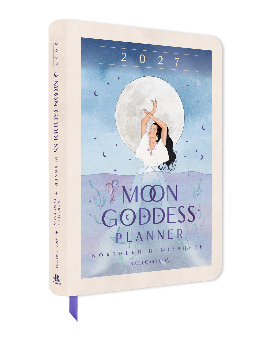 2027 Moon Goddess Planner with a woman and moon illustration on a white background
