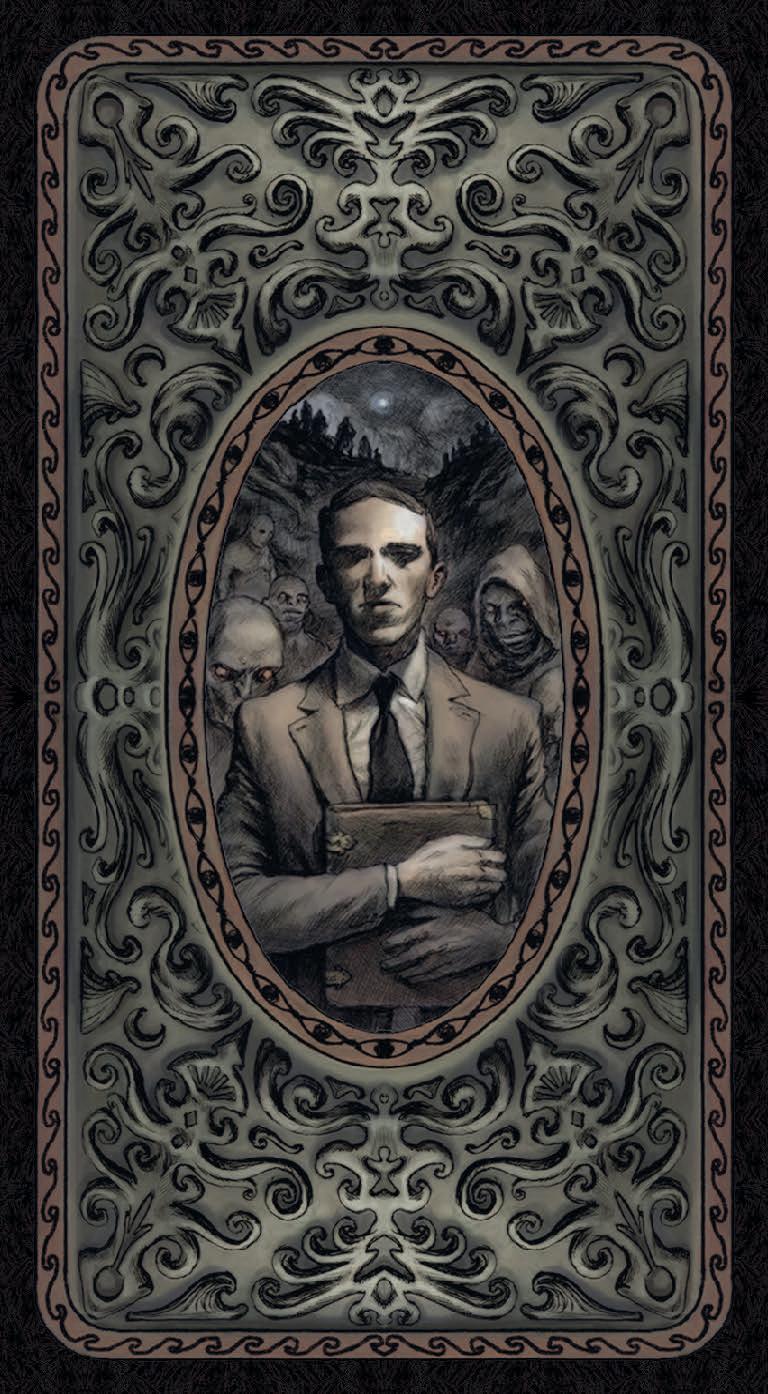 Vintage-style portrait of a man with ornate frame and dark background