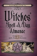 Cover of Llewellyn's 2021 Witches' Spell-A-Nav Almanac with purple background and pentacle design.