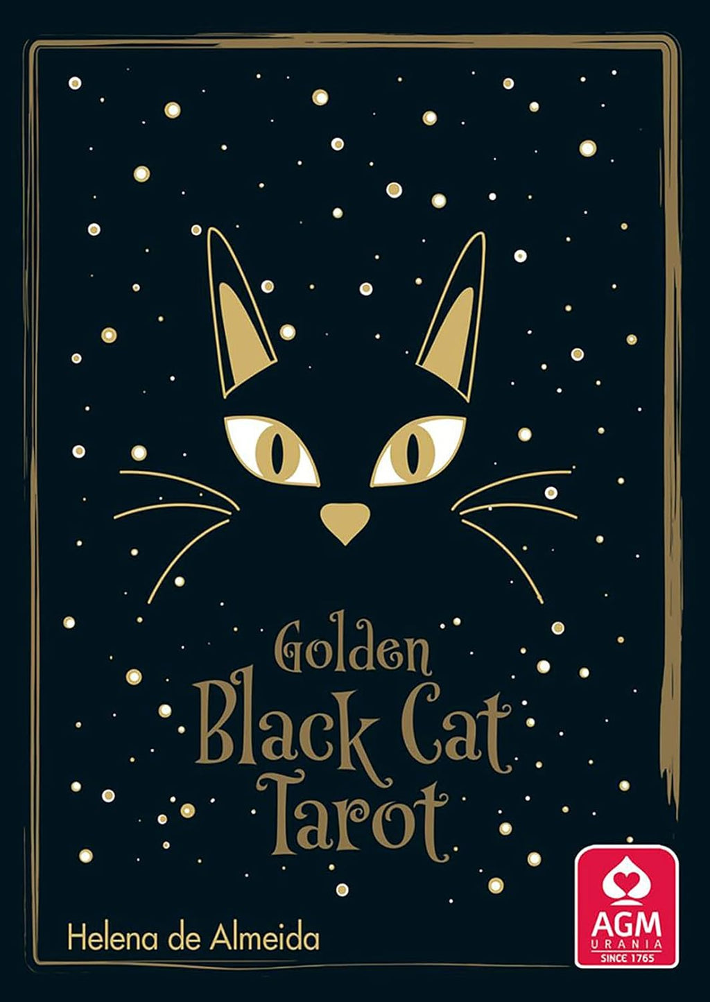 Cover of 'Golden Black Cat Tarot' with a black cat illustration and AGM logo.