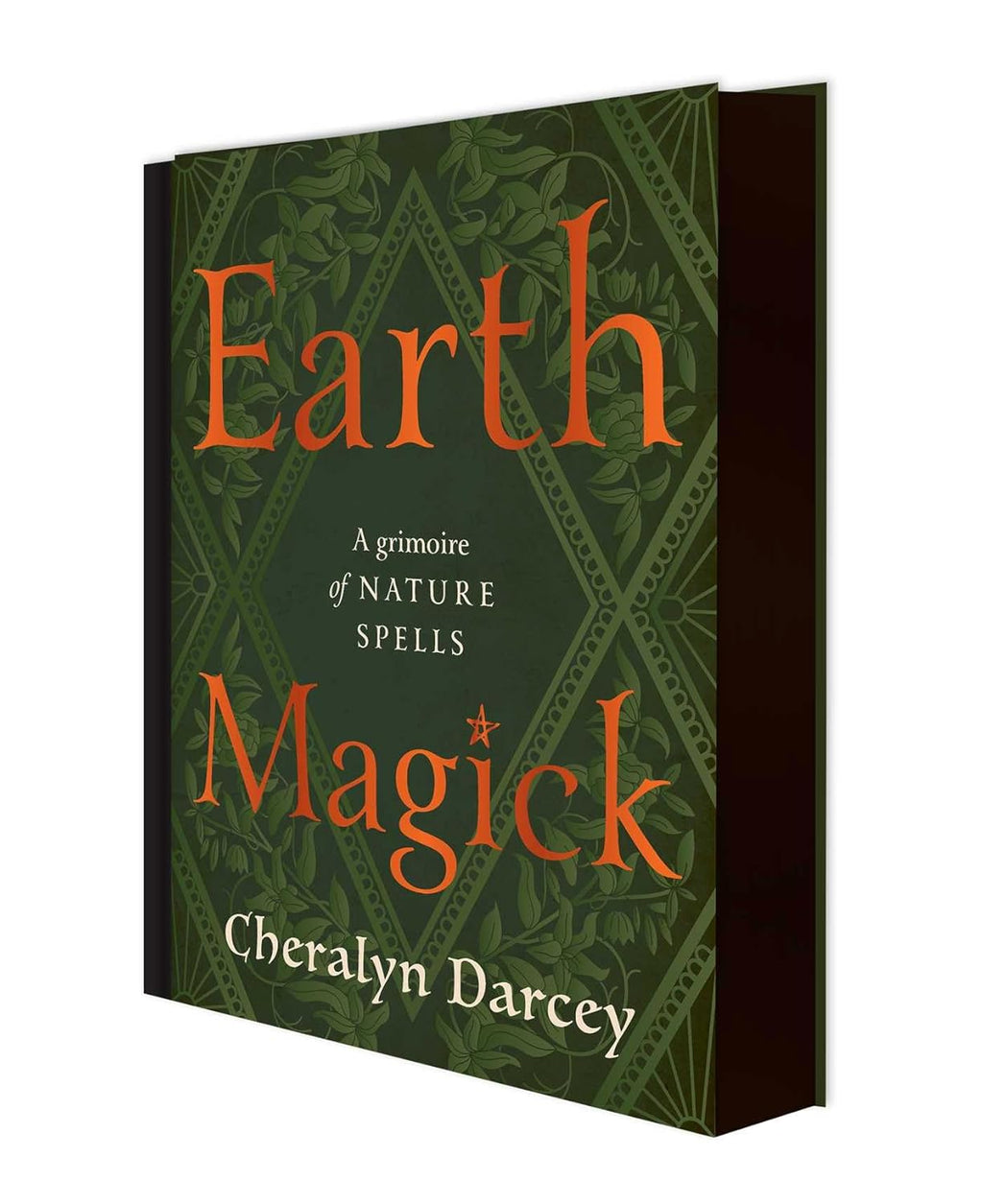 Book titled 'Earth Magick' by Cheralyn Darcey with green and orange design on a white background