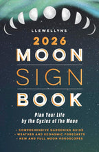 Cover of Llewellyn's 2026 Moon Sign Book with moon phases and celestial design.