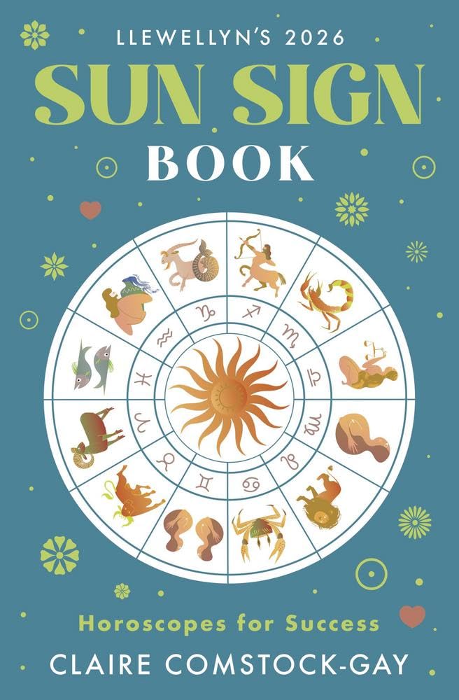 Llewellyn's 2026 Sun Sign Book cover with zodiac wheel and celestial design.
