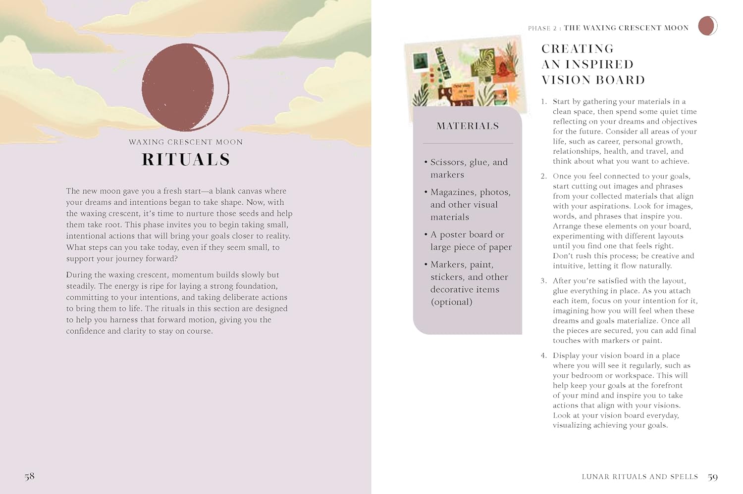 Page from a book or magazine about rituals with text and illustrations.