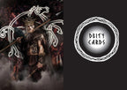 Warrior with a horse and 'Deity Cards' logo on a black background
