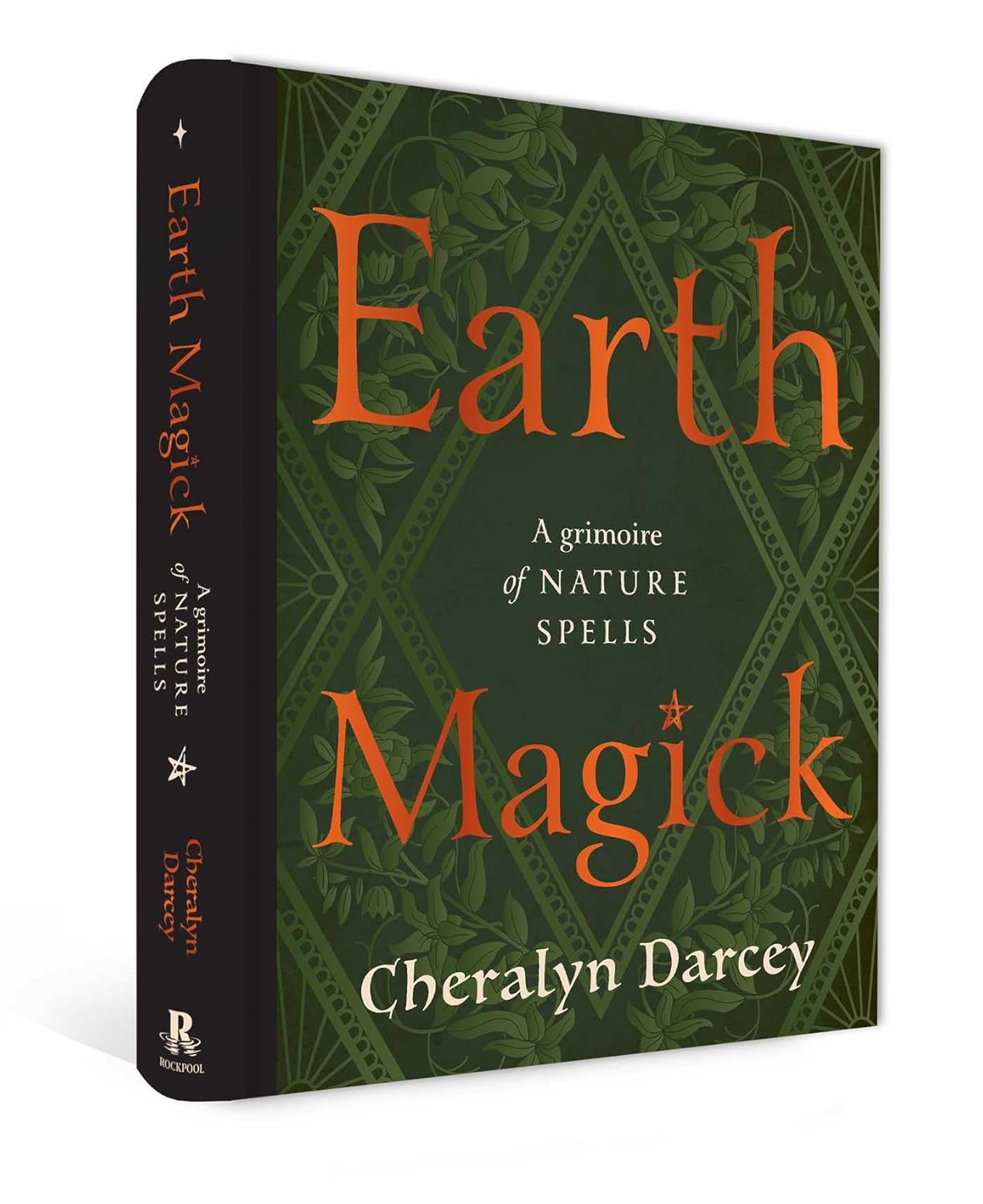 Book titled 'Earth Magick' by Cheralyn Darcey with green and orange design on a white background