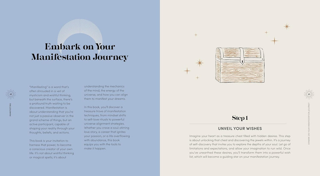 Book or digital page with text and an illustration of a wooden chest on a light blue background.