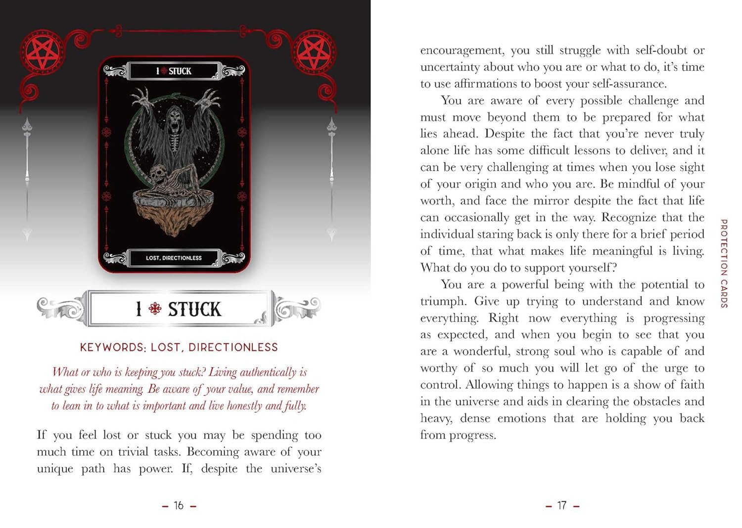 Tarot card titled 'I Stuck' with text and design elements on a white background