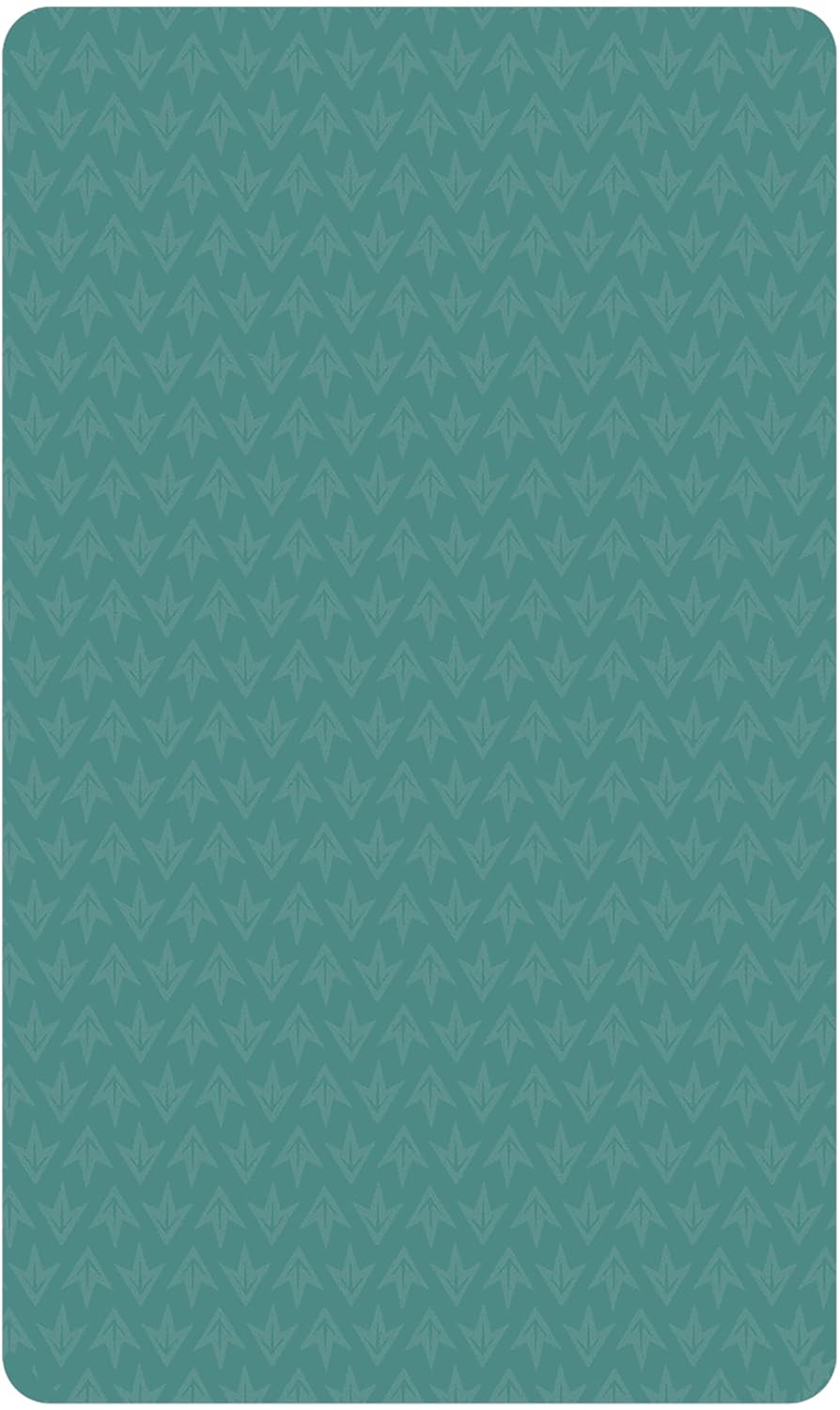 Teal rug with a subtle geometric pattern on a solid background