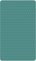 Teal rug with a subtle geometric pattern on a solid background