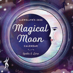Llewellyn's 2026 Magical Moon Calendar cover with moon design and text.