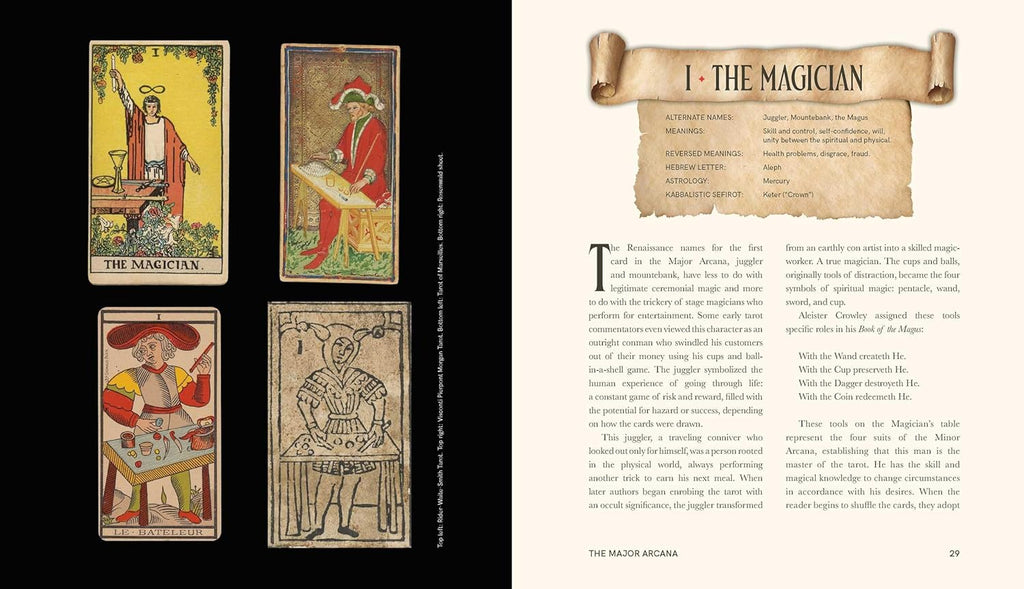 Tarot cards and text on a white background