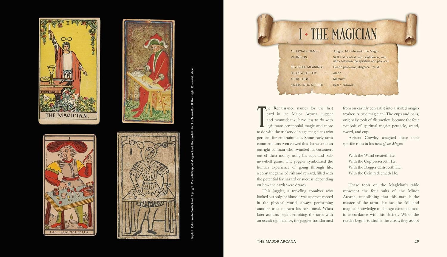 Tarot cards and text on a white background