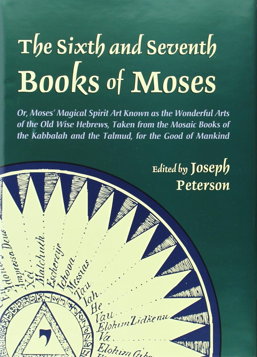 Book cover of 'The Sixth and Seventh Books of Moses' with green background and decorative elements.