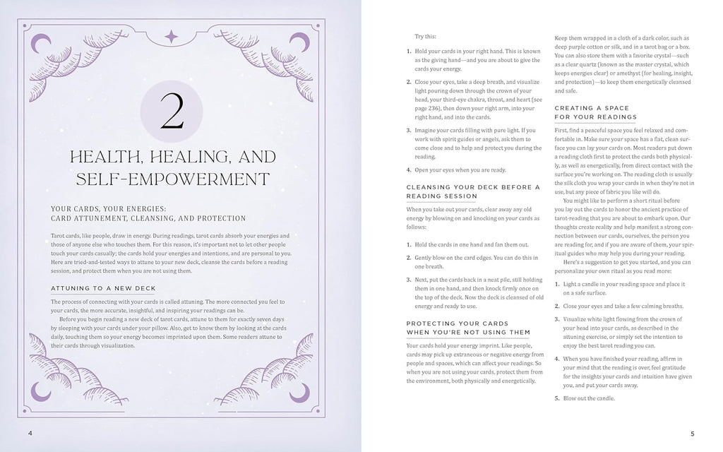 Open book showing a page titled 'Health, Healing, and Self-Empowerment' with text and decorative elements.
