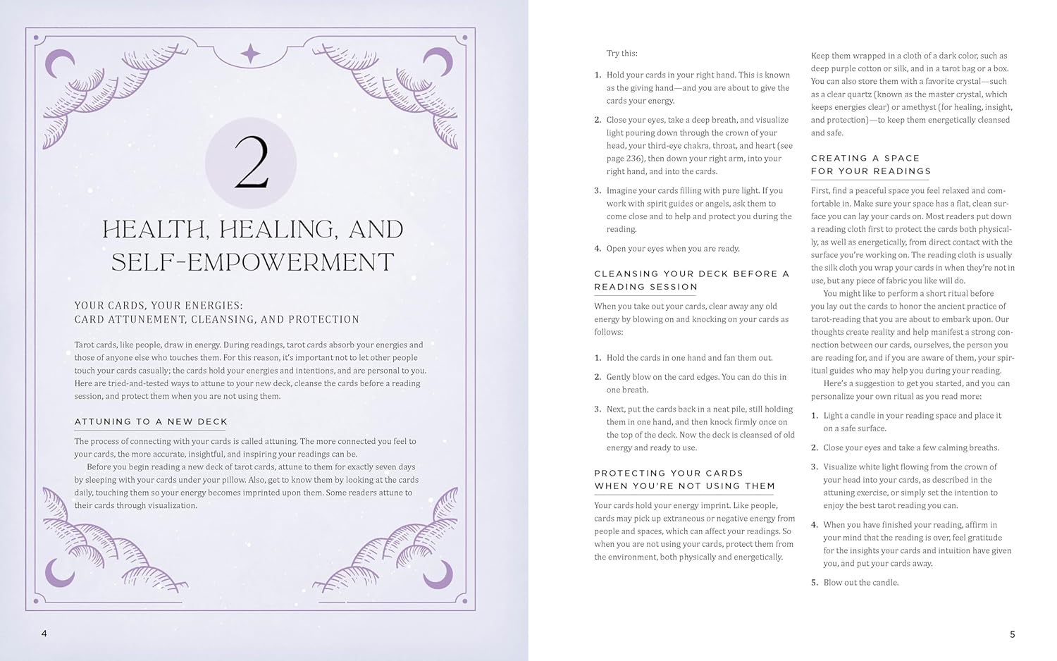 Open book showing a page titled 'Health, Healing, and Self-Empowerment' with text and decorative elements.