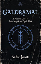 Book cover of 'Galdramal' by Andre Jooste with a rune symbol on a dark background