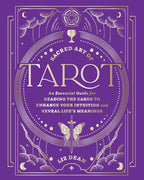 Book cover of 'Sacred Art of Tarot' with purple background and white text