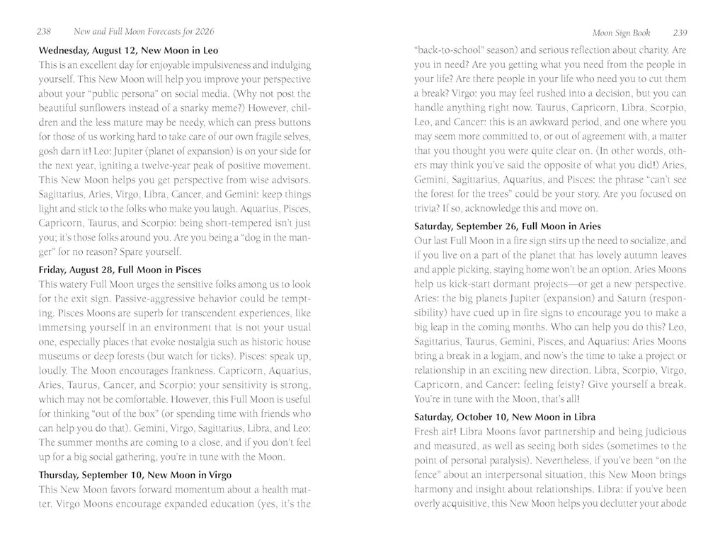 Text document with astrological information and predictions for various dates.