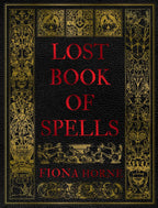Book cover of 'Lost Book of Spells' with ornate design and red text.