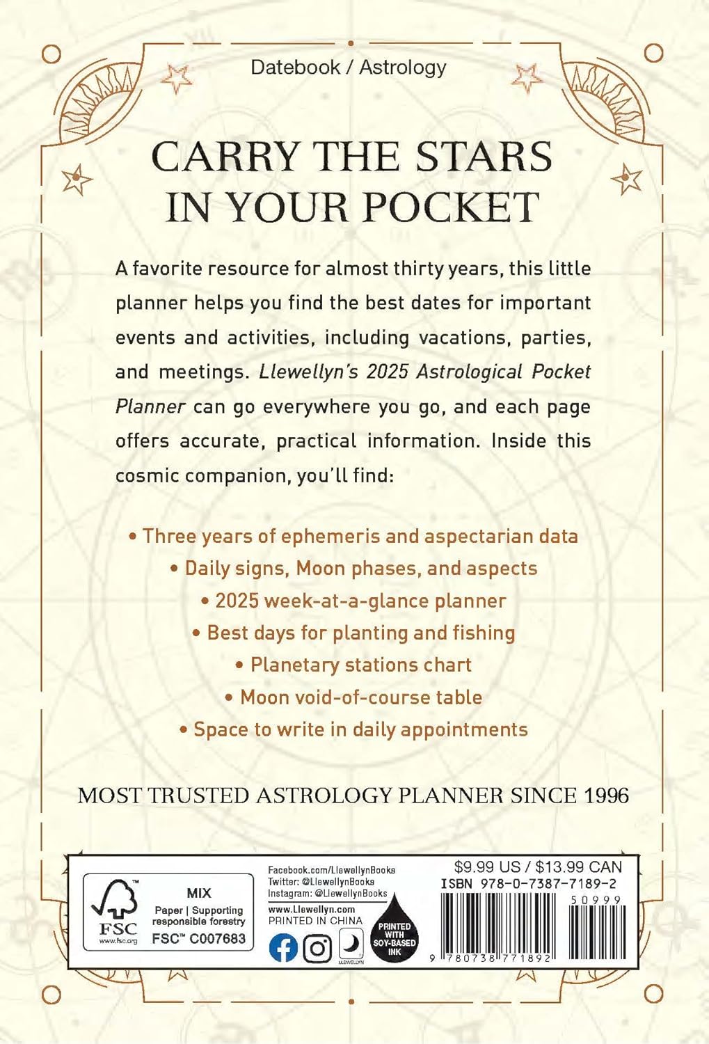 Llewellyn's 2025 Astrological Pocket Planner