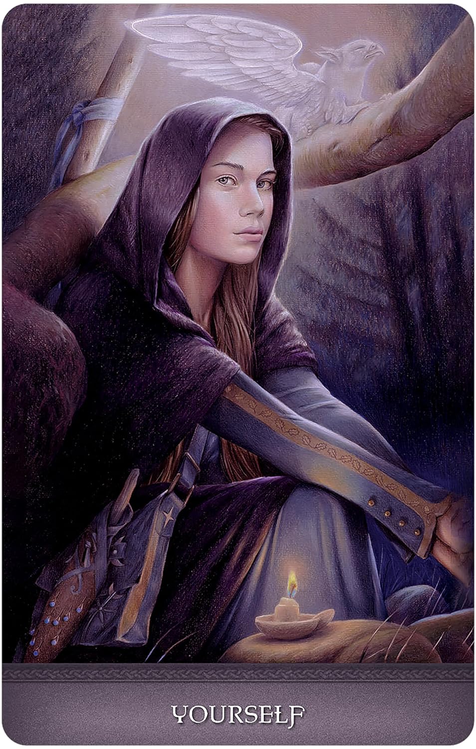 Artistic depiction of a hooded figure with an eagle and candle, labeled 'Yourself'.