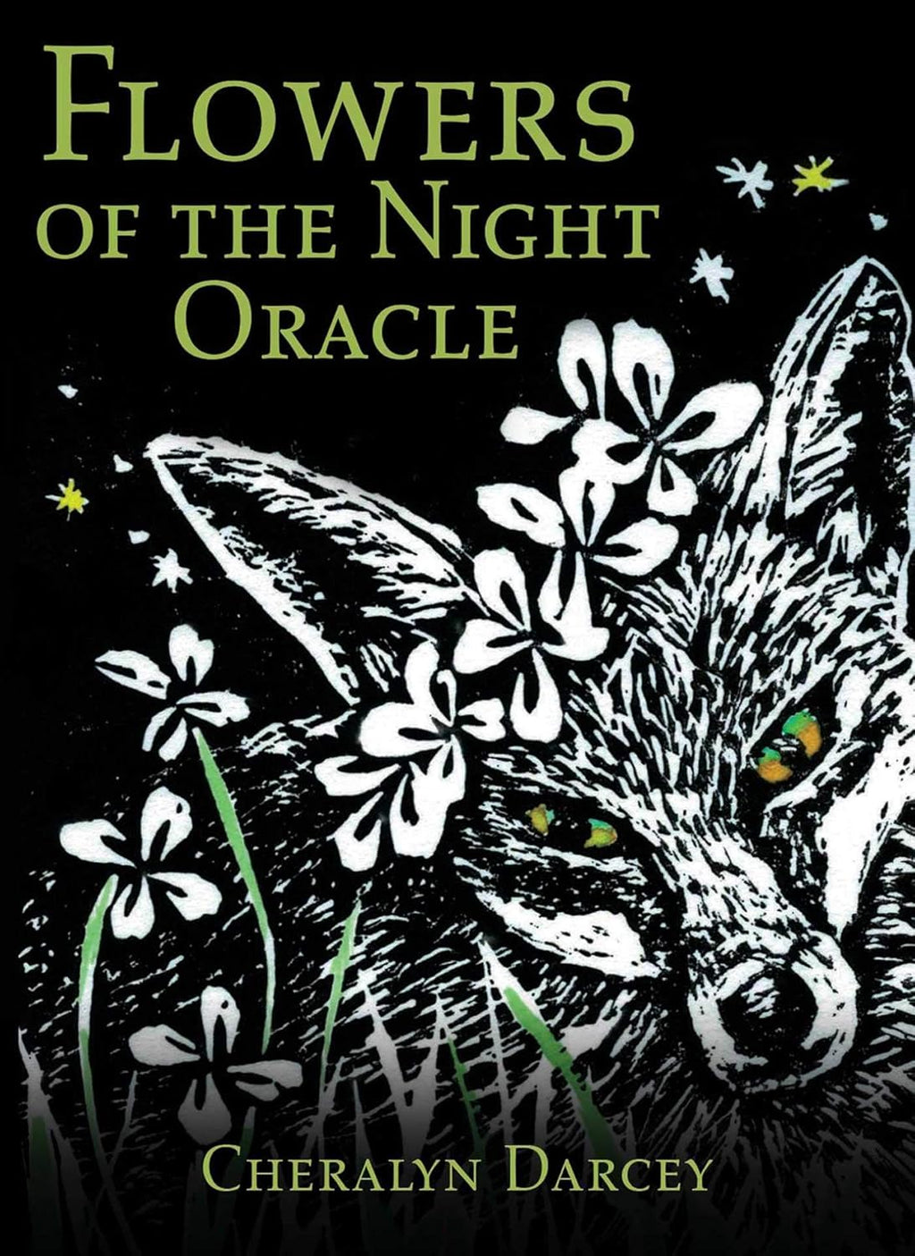 Box cover of 'Flowers of the Night Oracle' with a fox and flowers on a dark background