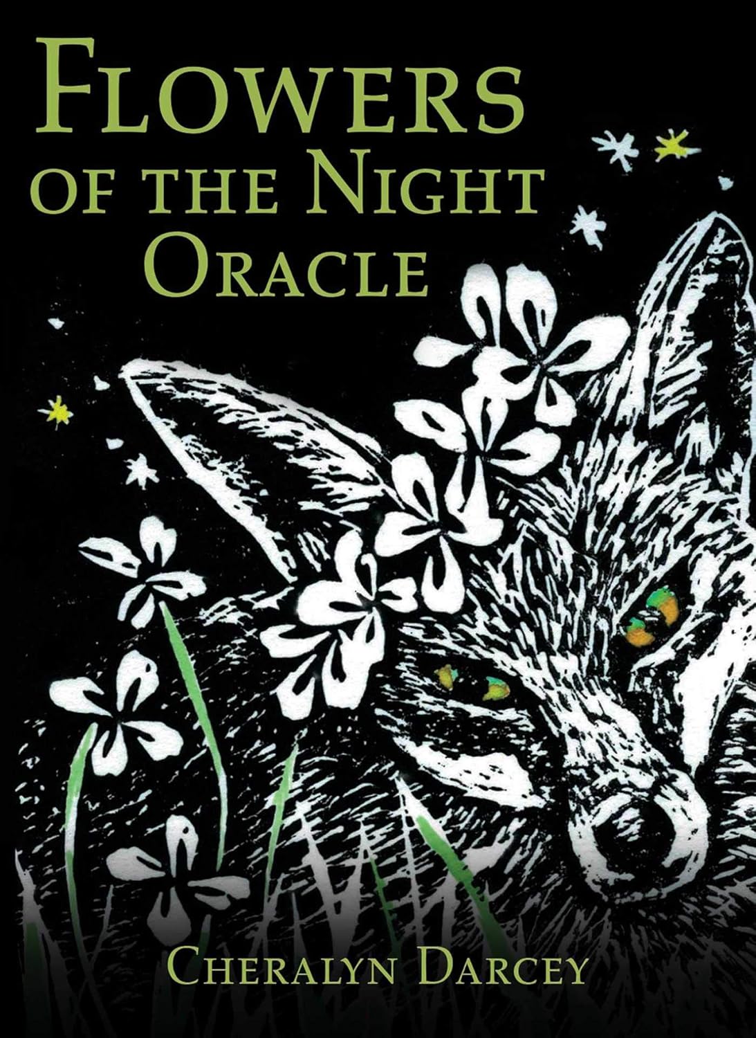 Box cover of 'Flowers of the Night Oracle' with a fox and flowers on a dark background