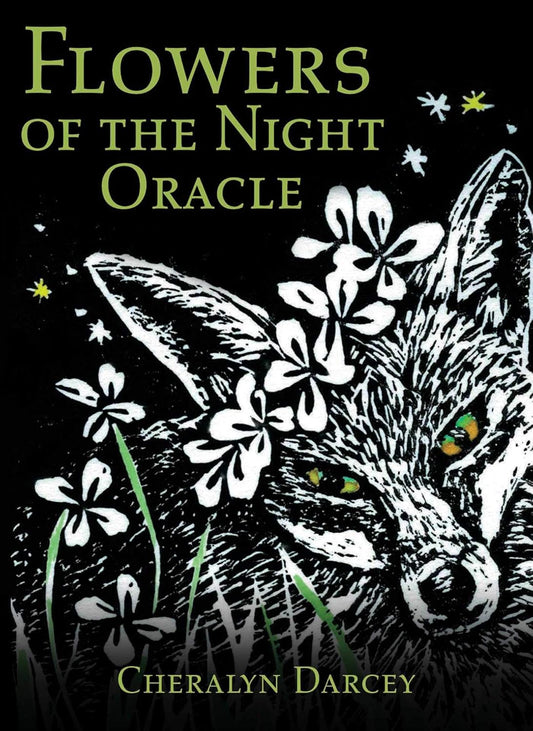 Box cover of 'Flowers of the Night Oracle' with a fox and flowers on a dark background