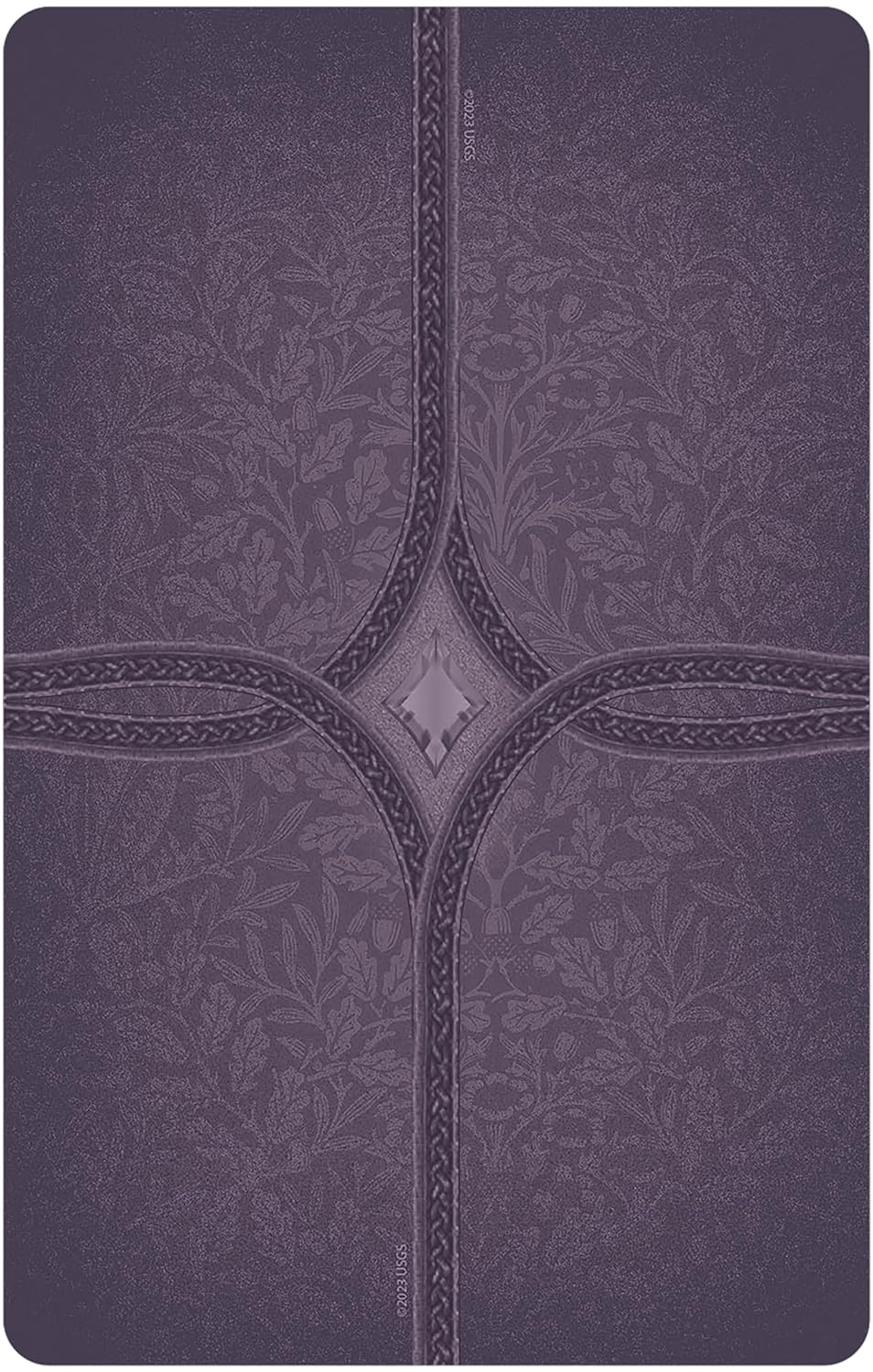 Purple textured notebook with decorative stitching