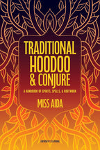 Book cover of 'Traditional Hoodoo & Conjure' with intricate designs and text.
