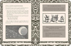 Magical book page with text and illustrations on full moon meditation and moon water preparation.