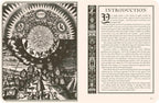 Decorative page with a large circular design on the left and text on the right, resembling an old book or manuscript.