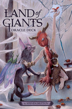 Cover of 'Land of Giants' Oracle Deck with fantasy creatures and text.