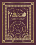 The front cover of the book 'Sacred Art of Witchcraft' by Anjou Kiernan, featuring an ornate dark burgundy and gold design with a central pentagram and decorative borders.