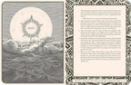 Magical ritual card with a sun and cloud design on the left and text on the right.