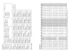 A black-and-white printed chart or poster showing dense tabular data organized in columns and rows, with dates and small labels throughout. The page is photographed straight-on against a white background.