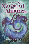 Front cover of the book 'Llewellyn's 2027 Magical Almanac: Practical Magic for Everyday Living' featuring an illustrated purple mermaid-like figure in an underwater scene with teal and blue tones.