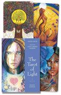 Cover of 'The Tarot of Light' with artistic illustrations and a purple background