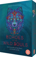 Book cover of 'Echoes of the Wild Souls' with a colorful wolf illustration on a blue background
