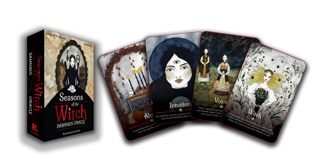 Set of tarot cards titled 'Seasons of the Witch' with a box on a white background