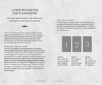 A printed page titled '3-CARD SPREAD FOR DAILY BADASSY' with explanatory text on the left and three numbered card layouts on the right, shown against a light gray background.