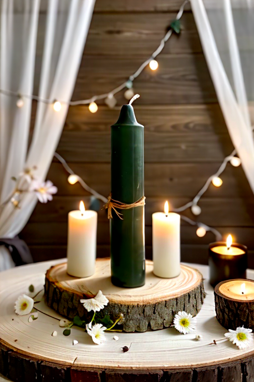 Green Taper-Styled Pillar Candle