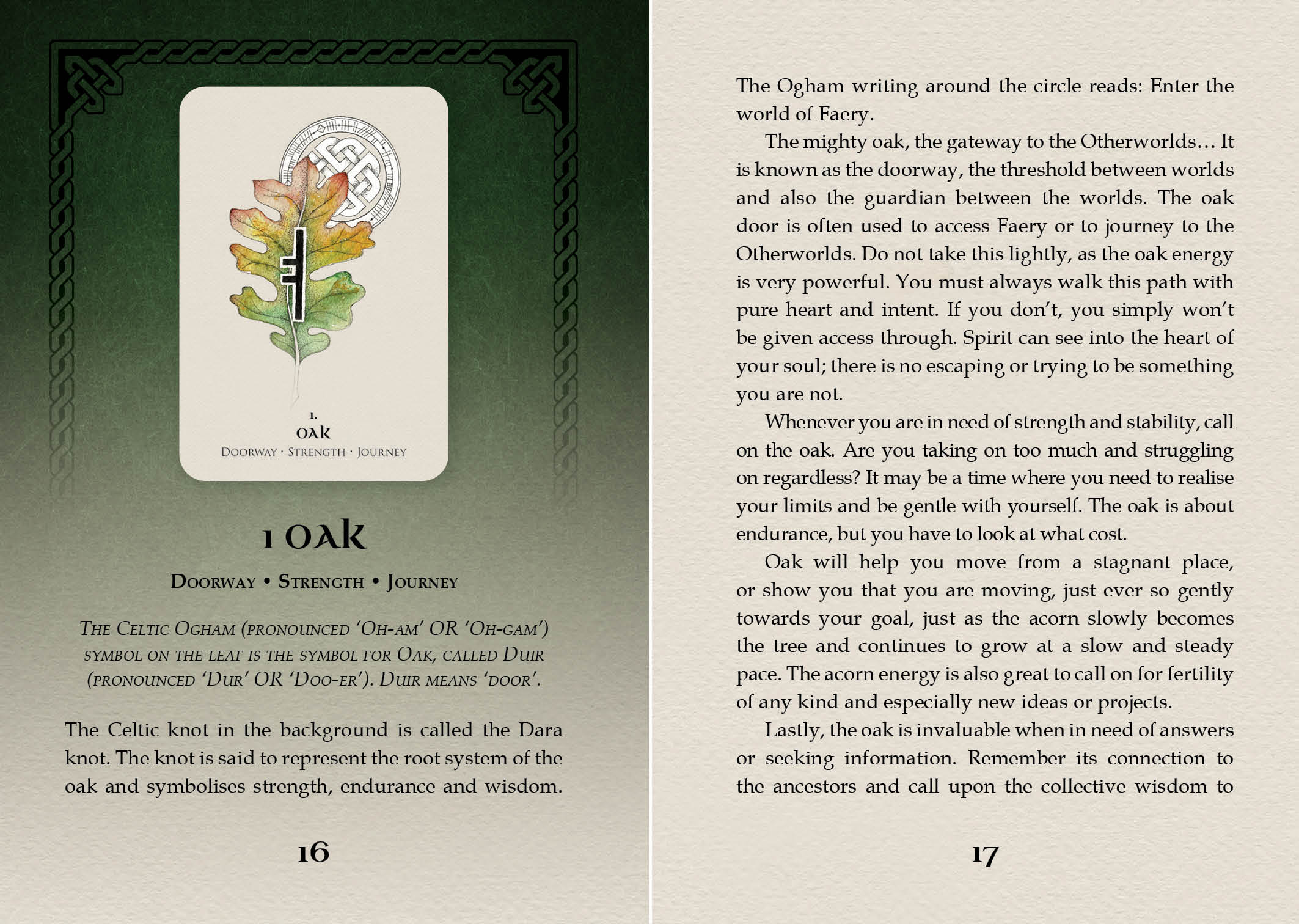 Card with an illustration of a leaf and text on a green background