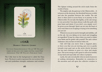 Card with an illustration of a leaf and text on a green background